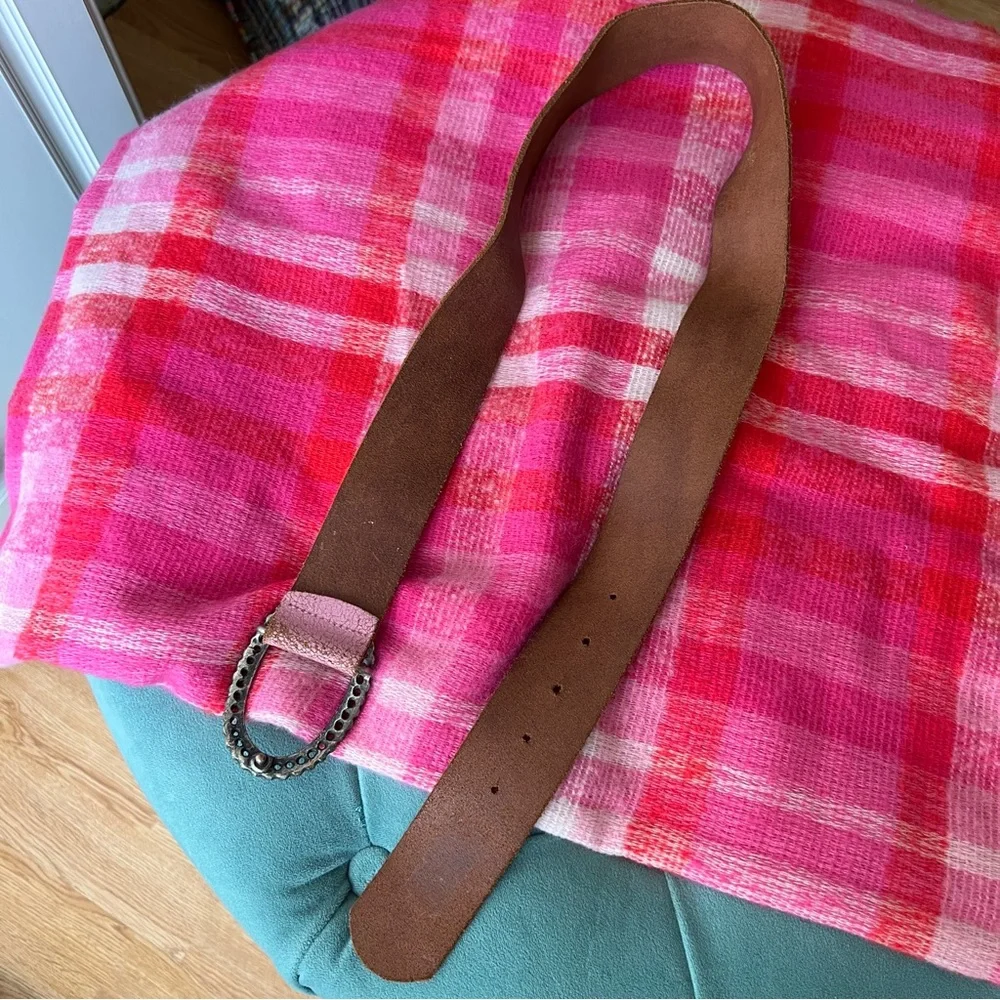 Pink genuine Leather Belt with sparkle buckle